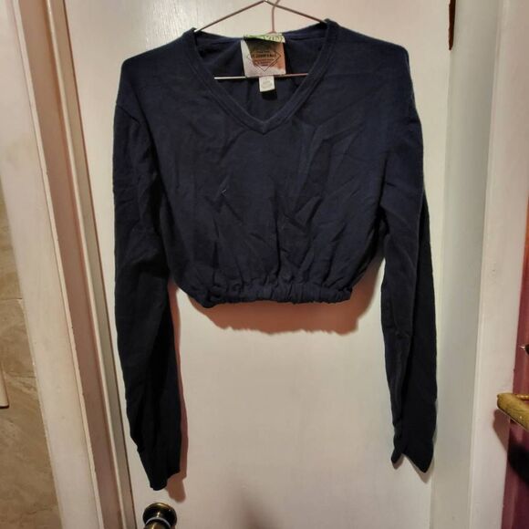 Reworked St. John's Bay Oversized Cropped Cashmere Sweater - Size S - Picture 1 of 10